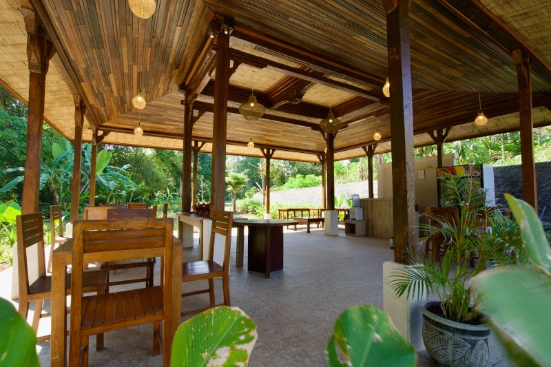 Yoga teacher giving alignment cues in Bali YTTC